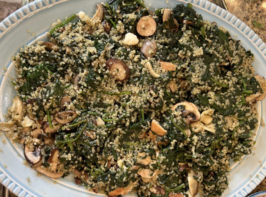 Quinoa with Spinach and Mushrooms
