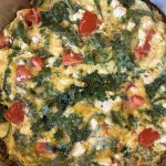 frittata with zucchini, tomatoes and garlic scapes